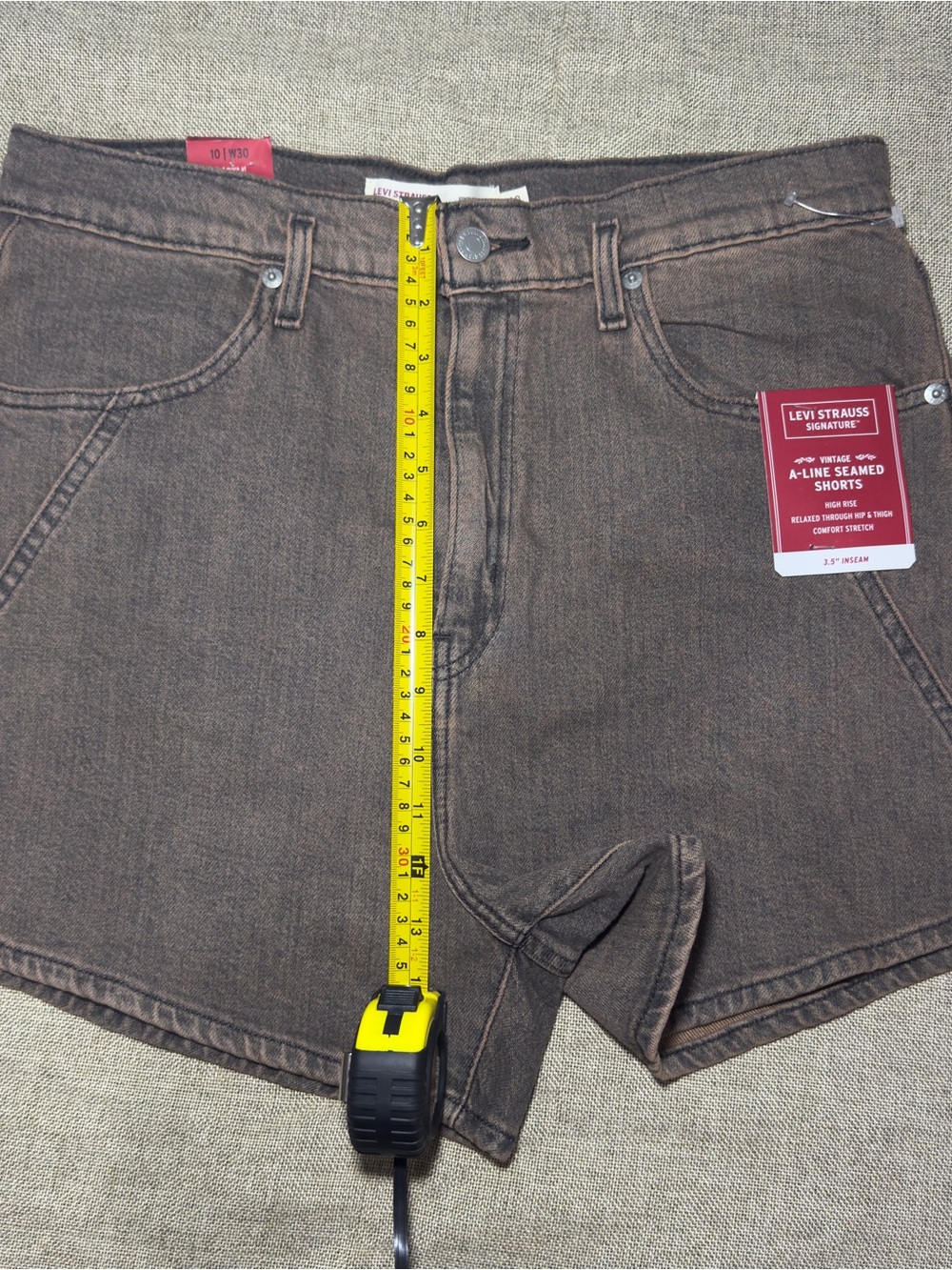 Levi Strauss Signature Vintage A-Line Seamed Shorts Brown Size 10 W30 - Picture 3 of 10